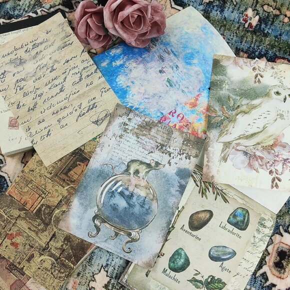 400 PCS Scrapbooking Supplies Vintage Scrapbook Paper Decorative Paper Bullet Co - Picture 6 of 7